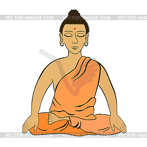 Buddha sitting in lotus Indian meditation closed - vector image