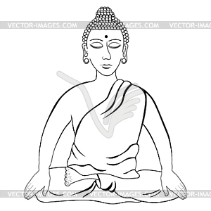 Buddha sitting in lotus Indian meditation closed - vector image