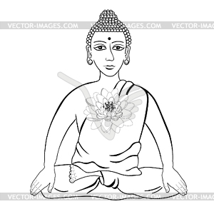 Buddha sitting in lotus Indian meditation open - vector image