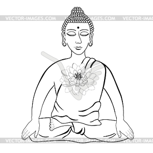 Buddha sitting in lotus Indian meditation closed - vector image