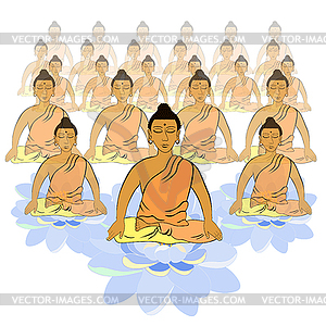 Buddha sitting in lotus Indian meditation closed - vector clipart / vector image