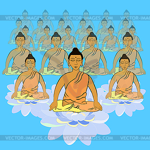 Buddha sitting in lotus Indian meditation closed - vector image