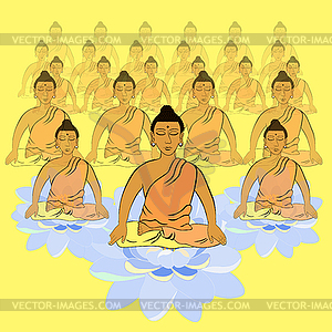 Buddha sitting in lotus Indian meditation closed - vector image