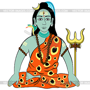 Shiva Mahadev India with trident - vector clipart