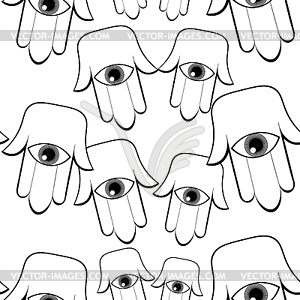 Seamless pattern god hamsa hand symbol Eye Islam - vector image