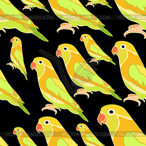 Бесшовные модели Lovebirds попугай с красным клювом. - векторное изображение клипарта