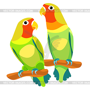 Неразлучники попугай с красной головой - векторизованный клипарт