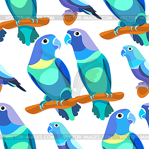 Seamless pattern parrot lovebirds couple sitting - vector clipart / vector image