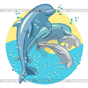 Fun dolphin is smiling - vector clip art