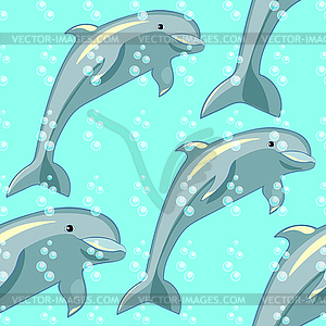 Seamless pattern fun dolphin is smiling. illustrati - vector clipart