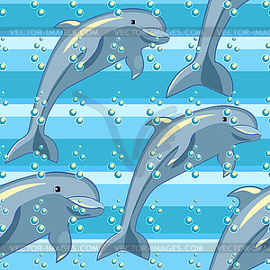 Seamless pattern fun dolphin is smiling. illustrati - vector clip art