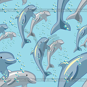 Seamless pattern fun dolphin couple is smiling illus - vector image