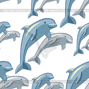 Seamless pattern fun dolphin couple is smiling illus - vector image