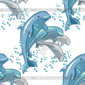 Seamless pattern fun dolphin family is smiling illus - vector image