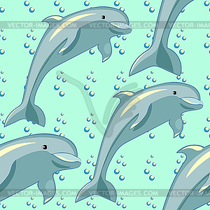 Seamless pattern fun dolphin is smiling. illustrati - vector clipart