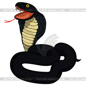 Green king cobra with fangs - vector clip art