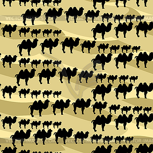 Seamless pattern Camel silhouette smiling cartoon - vector clipart / vector image