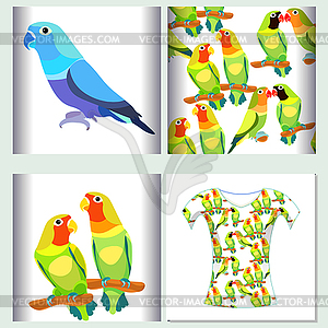 Set for t-shirt design seamless pattern lovebirds - vector clip art