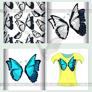 Set for t-shirt design seamless pattern butterfly - vector clipart