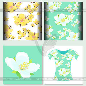 Set of seamless pattern for jasmine t-shirt - vector clipart