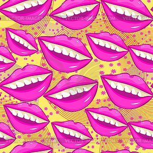 Seamless pattern Disco sexy female lips with - vector clip art