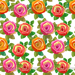 Бесшовные модели Цветок розы с листьями - графика в векторном формате