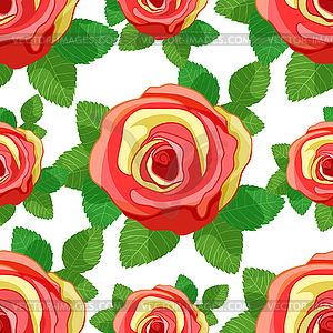 Seamless pattern Flower rose with leaves - vector clipart