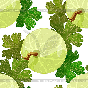 Seamless pattern of branches with leaves gooseberry - vector clipart