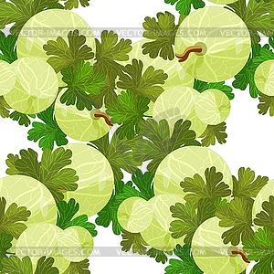 Seamless pattern of branches with leaves gooseberry - vector clipart