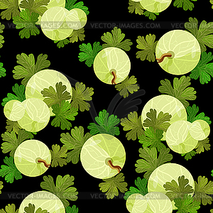 Seamless pattern of branches with leaves gooseberry - vector clipart