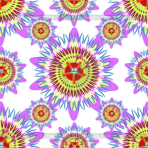 Seamless pattern passion flower Blue tropical - vector clipart / vector image