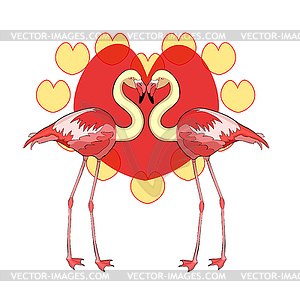 Pink flamingo in full growth smiles - vector image