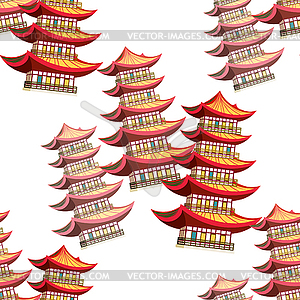 Seamless pattern Red Chinese pagoda five levels. - vector clip art