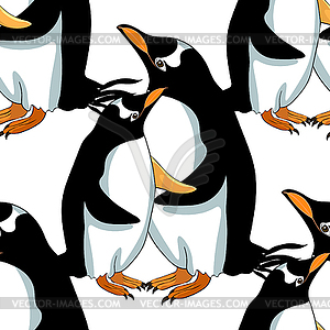 Бесшовный узор Субантарктический пингвин папуан - клипарт Royalty-Free