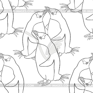 Seamless pattern coloring Subantarctic penguin - vector clipart