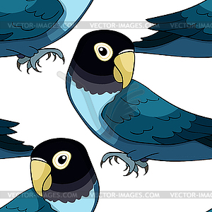 Seamless pattern Masked Lovebird Blue Parrot. - vector image