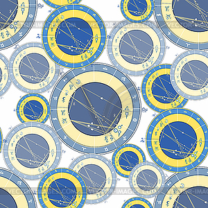 Seamless pattern natal astrological chart, zodiac - royalty-free vector clipart