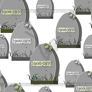 Seamless pattern grave cemetery with spider web - vector clipart