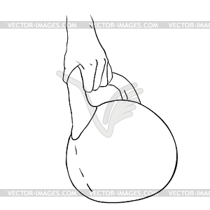 Kettlebell tool hand to pull muscle weightlifting. - vector image