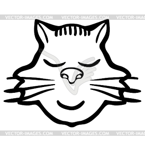 Logo cat`s head is enjoying - vector image