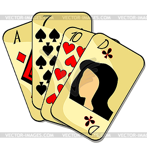 Playing cards suit lady ace - vector clip art