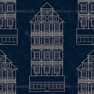 Seamless pattern German houses are multistory. - vector clipart