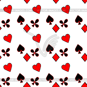 Seamless pattern playing cards suit Bubi, hearts, - vector EPS clipart