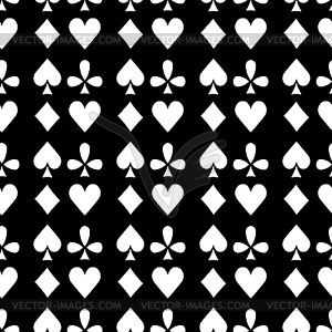 Seamless pattern playing cards suit Bubi, hearts, - vector clipart