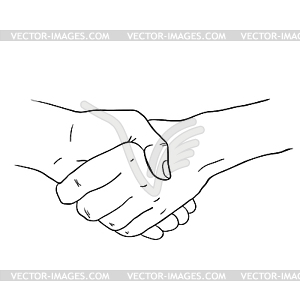 Two hands shake each other - vector image