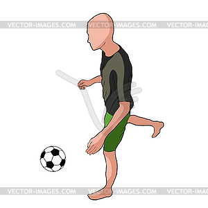 Man is playing soccer ball - color vector clipart