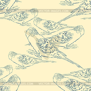 Seamless pattern coloring with cute wavy parrot - vector clipart