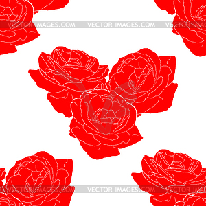 Seamless pattern of Flower rose form of heart - vector clipart