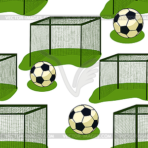 Seamless pattern passing ball in football of gate. - vector clip art