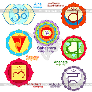 Indian chakra is set color - vector clipart